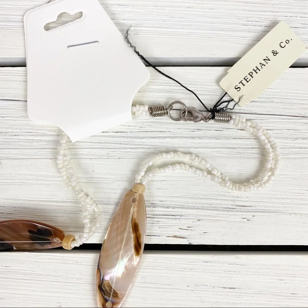 Bohemian Style Boho Wood Shell Statement Necklace